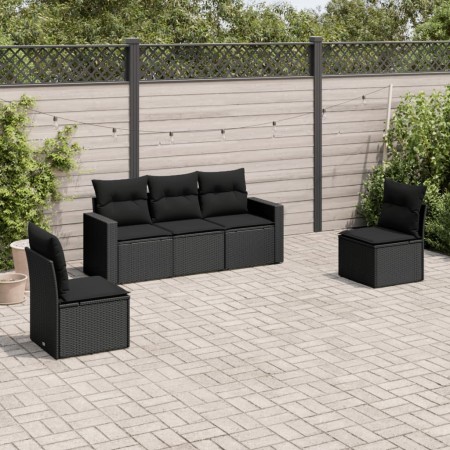 5-teiliges Gartenmöbel-Set und Kissen aus synthetischem Rattan schwarz von , Gartensets - Ref: Foro24-3218775, Preis: 307,24 ...