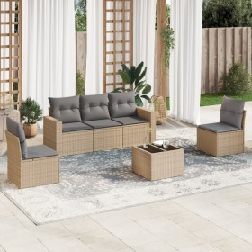 Garden sofa set with 6-piece synthetic rattan beige cushions by , Garden sets - Ref: Foro24-3218789, Price: 354,45 €, Discoun...