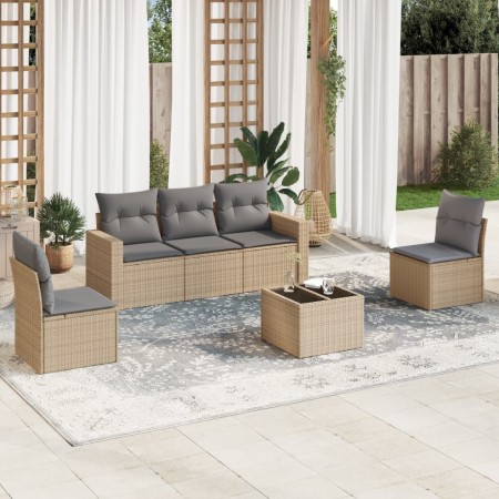 Garden sofa set with 6-piece synthetic rattan beige cushions by , Garden sets - Ref: Foro24-3218789, Price: 354,45 €, Discoun...