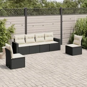 Set de sofás de jardín 6 piezas y cojines ratán sintético negro by , Garden sets - Ref: Foro24-3218796, Price: 339,44 €, Disc...