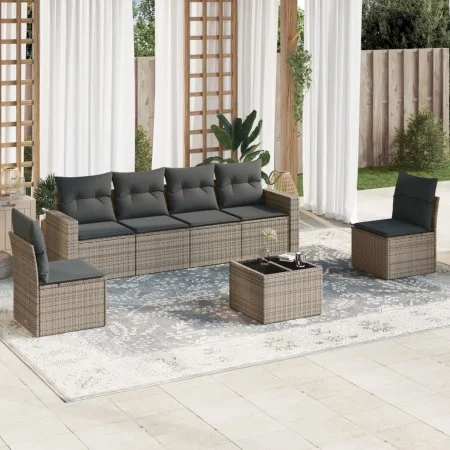 7-teiliges Gartensofa-Set mit grauen PE-Rattan-Kissen. von , Gartensets - Ref: Foro24-3218810, Preis: 399,76 €, Rabatt: %