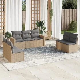 Set of 7-piece garden sofas and beige synthetic rattan cushions by , Garden sets - Ref: Foro24-3218819, Price: 417,34 €, Disc...