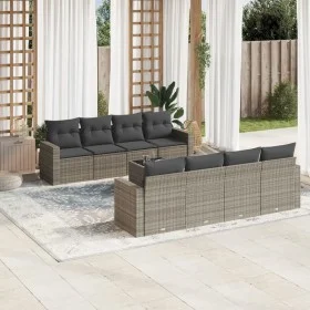 9-piece garden furniture set and gray synthetic rattan cushions by , Garden sets - Ref: Foro24-3218740, Price: 547,57 €, Disc...