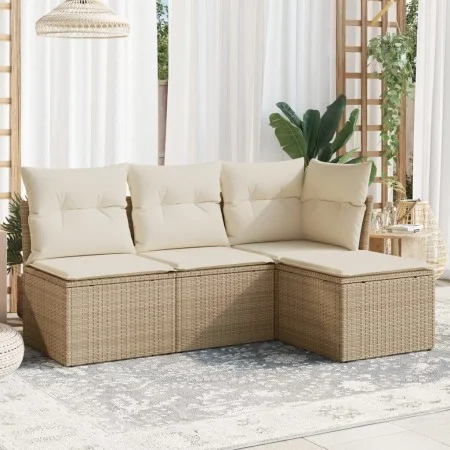 Garden sofa set with cushions 4 pieces beige synthetic rattan by , Garden sets - Ref: Foro24-3217498, Price: 258,84 €, Discou...