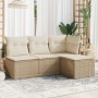 Garden sofa set with cushions 4 pieces beige synthetic rattan by , Garden sets - Ref: Foro24-3217498, Price: 239,20 €, Discou...