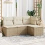 Garden sofa set with cushions 4 pieces beige synthetic rattan by , Garden sets - Ref: Foro24-3217498, Price: 258,84 €, Discou...