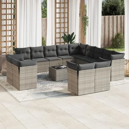Set de sofás de jardín 14 pzas con cojines ratán sintético gris by , Garden sets - Ref: Foro24-3218560, Price: 872,24 €, Disc...
