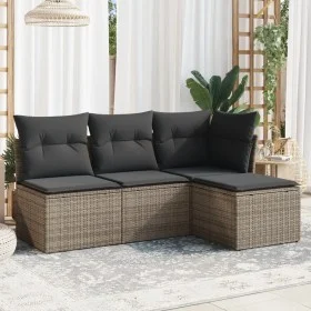 Garden sofa set 4 pieces with gray synthetic rattan cushions by , Garden sets - Ref: Foro24-3217500, Price: 212,36 €, Discoun...