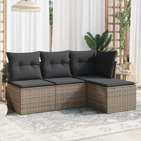 Set mit 4 Gartensofas und Kissen synthetisches Rattangrau von , Gartensets - Ref: Foro24-3217500, Preis: 215,17 €, Rabatt: %