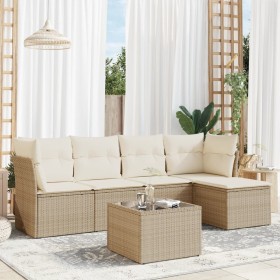 Juego de sofás jardín con cojines 6 pzas ratán sintético beige de , Conjuntos de jardín - Ref: Foro24-3217568, Precio: 358,09...