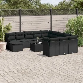 Garden sofa and cushion set 13 pieces black synthetic rattan by , Garden sets - Ref: Foro24-3250474, Price: 825,53 €, Discoun...