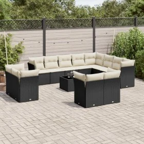 Garden sofa set with 13-piece black synthetic rattan cushions by , Garden sets - Ref: Foro24-3218536, Price: 837,34 €, Discou...