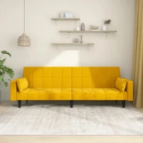 2-Sitzer-Schlafsofa mit zwei gelben Samtkissen von , Sofas - Ref: Foro24-375851, Preis: 270,17 €, Rabatt: %