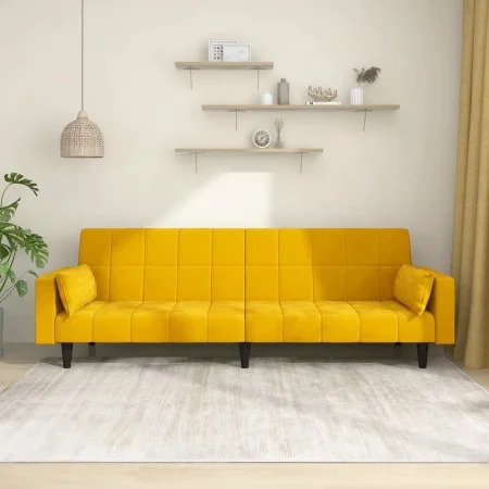 2-Sitzer-Schlafsofa mit zwei gelben Samtkissen von , Sofas - Ref: Foro24-375851, Preis: 270,17 €, Rabatt: %