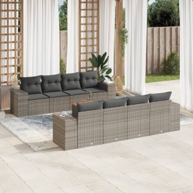 Set de muebles de jardín 9 pzas y cojines ratán sintético gris by , Garden sets - Ref: Foro24-3225367, Price: 581,22 €, Disco...