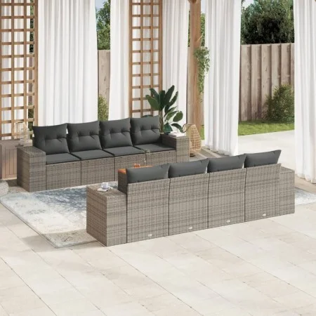 Gartenmöbel-Set 9-teilig mit grauen Polstern aus synthetischem Rattan von , Gartensets - Ref: Foro24-3225367, Preis: 599,68 €...