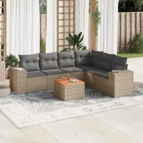 Set of 7-piece garden sofas and beige synthetic rattan cushions by , Garden sets - Ref: Foro24-3257795, Price: 477,79 €, Disc...