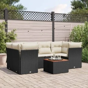 7-piece garden dining set and black synthetic rattan cushions by , Garden sets - Ref: Foro24-3223494, Price: 423,44 €, Discou...
