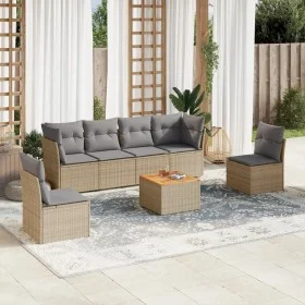 7-piece garden sofa set and beige synthetic rattan cushions by , Garden sets - Ref: Foro24-3223553, Price: 401,33 €, Discount: %