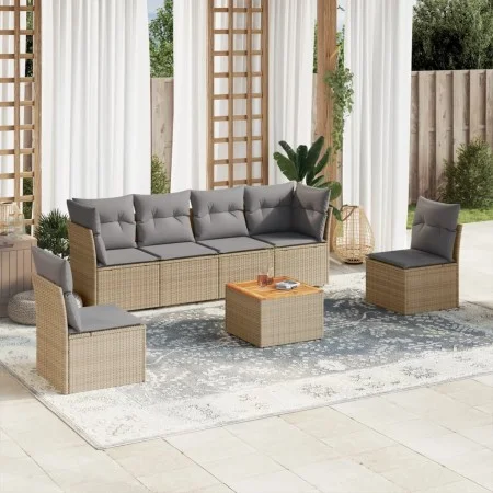 7-piece garden sofa set and beige synthetic rattan cushions by , Garden sets - Ref: Foro24-3223553, Price: 401,33 €, Discount: %