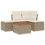 Garden sofa set with cushions 5 pieces beige synthetic rattan by , Garden sets - Ref: Foro24-3223587, Price: 294,37 €, Discou...