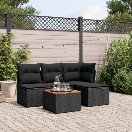 Set de muebles de jardín 5 pzas y cojines ratán sintético negro de , Conjuntos de jardín - Ref: Foro24-3223591, Precio: 269,9...