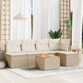 Garden sofa set with 6-piece synthetic rattan beige cushions by , Garden sets - Ref: Foro24-3223601, Price: 343,68 €, Discoun...