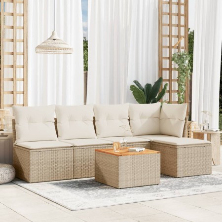 Set Gartensofas mit Kissen 6 Stück synthetisches Rattan beige von , Gartensets - Ref: Foro24-3223601, Preis: 332,29 €, Rabatt: %