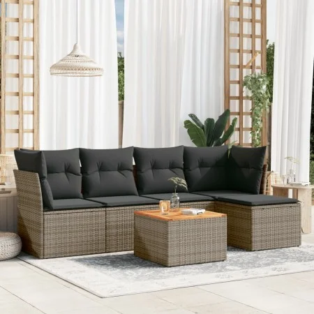 6-teiliges Gartenmöbel-Set und graue synthetische Rattankissen von , Gartensets - Ref: Foro24-3223617, Preis: 317,85 €, Rabat...