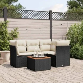 5-teiliges Gartenmöbel-Set und Kissen aus synthetischem Rattan schwarz von , Gartensets - Ref: Foro24-3223620, Preis: 309,19 ...