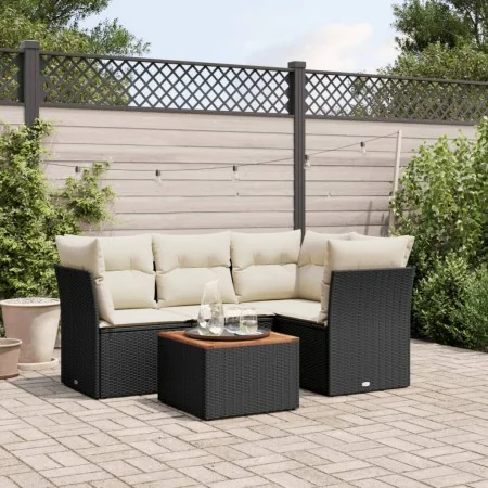 5-teiliges Gartenmöbel-Set und Kissen aus synthetischem Rattan schwarz von , Gartensets - Ref: Foro24-3223620, Preis: 309,19 ...