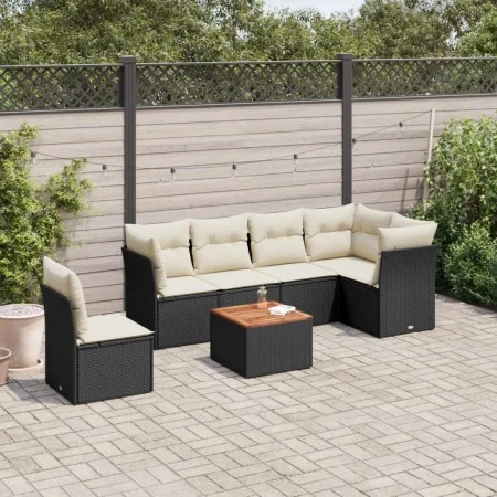 7-piece garden dining set with black synthetic rattan cushions by , Garden sets - Ref: Foro24-3223662, Price: 410,34 €, Disco...