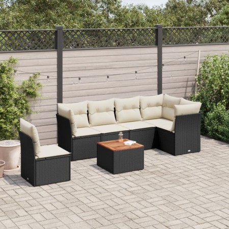7-teiliges Garten-Esszimmerset und Kissen synthetisches Rattan schwarz von , Gartensets - Ref: Foro24-3223662, Preis: 376,98 ...