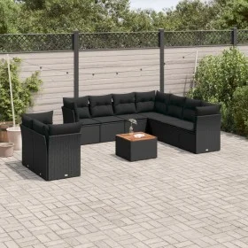 Gartensofa-Set 10-teilig mit schwarzen synthetischen Rattankissen von , Gartensets - Ref: Foro24-3223710, Preis: 643,43 €, Ra...