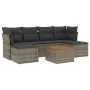 7-piece garden sofa set with gray PE rattan cushions by , Garden sets - Ref: Foro24-3223771, Price: 356,42 €, Discount: %