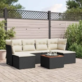 Set de comedor de jardín 7 pzas y cojines ratán sintético negro de , Conjuntos de jardín - Ref: Foro24-3223767, Precio: 368,2...