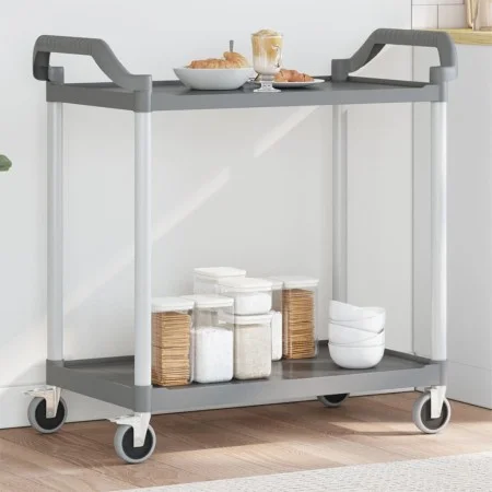 2-stöckiger Aluminiumwagen grau 99x50x97 cm von , Küchen- und Speisewagen - Ref: Foro24-30325, Preis: 68,05 €, Rabatt: %