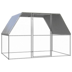 Gallinero de acero galvanizado plateado y gris 3x2x2 m