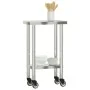 Küchenarbeitstisch mit Rädern Edelstahl 55x30x85 cm von , Wiederherstellung - Ref: Foro24-376459, Preis: 98,42 €, Rabatt: %