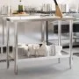Stainless steel kitchen work table 110x55x85 cm by , Restoration - Ref: Foro24-376465, Price: 167,29 €, Discount: %