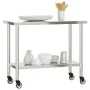 Stainless steel kitchen work table with wheels 110x55x85 cm by , Restoration - Ref: Foro24-376467, Price: 167,09 €, Discount: %