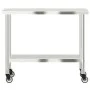 Stainless steel kitchen work table with wheels 110x55x85 cm by , Restoration - Ref: Foro24-376467, Price: 167,09 €, Discount: %