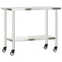 Mesa de trabajo de cocina con ruedas acero inox 110x55x85 cm de , Restauración - Ref: Foro24-376467, Precio: 170,25 €, Descue...