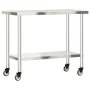 Stainless steel kitchen work table with wheels 110x55x85 cm by , Restoration - Ref: Foro24-376467, Price: 167,09 €, Discount: %