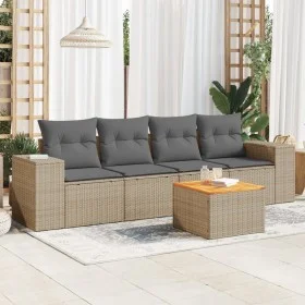 Garden sofa set with cushions 5 pieces beige synthetic rattan by , Garden sets - Ref: Foro24-3257655, Price: 344,23 €, Discou...