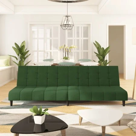 Sofá cama de 2 plazas terciopelo verde oscuro de , Sofás - Ref: Foro24-375765, Precio: 242,83 €, Descuento: %