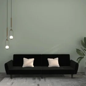 Sofá cama de 2 plazas terciopelo negro de , Sofás - Ref: Foro24-375863, Precio: 262,96 €, Descuento: %