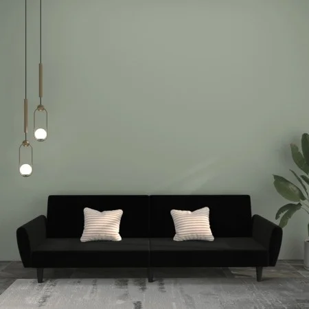 2-Sitzer-Schlafsofa aus schwarzem Samt von , Sofas - Ref: Foro24-375863, Preis: 264,49 €, Rabatt: %