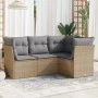 Gartensofa-Set mit Kissen, 4-teilig, beiges synthetisches Rattan von , Gartensets - Ref: Foro24-3217579, Preis: 261,32 €, Rab...