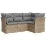 Gartensofa-Set mit Kissen, 4-teilig, beiges synthetisches Rattan von , Gartensets - Ref: Foro24-3217579, Preis: 261,32 €, Rab...